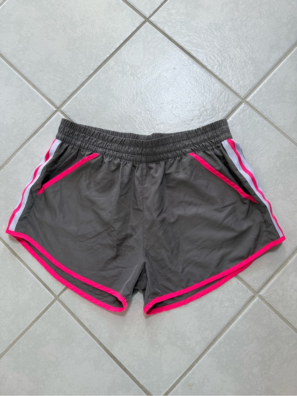 Zone Pro Charcoal Athletic Shorts with Hot Pink Piping